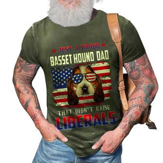 Just A Proud Basset Hound Dad Merica Dog 4Th Of July 3D Print Casual Tshirt - Seseable