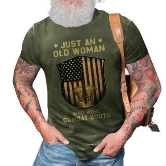 Just An Old Woman Who Wore Combat Boots Usa Flag Vintage T-Shirt 3D Print Casual Tshirt - Monsterry