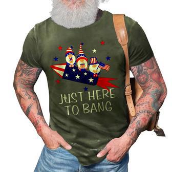 Just Here To Bang Happy 4Th Of July Cute Gnomes America 3D Print Casual Tshirt - Seseable