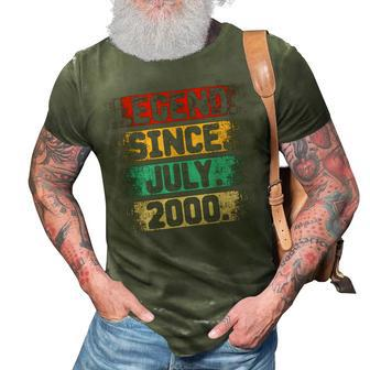 Legend Since July 2000 Vintage 22 Years Old 22Nd Birthday 3D Print Casual Tshirt - Seseable
