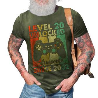 Level 20 Unlocked Awesome 2002 Video Game 20Th Birthday Boy 3D Print Casual Tshirt - Seseable