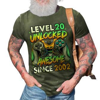 Level 20 Unlocked Awesome Since 2002 20Th Birthday Gaming V3 3D Print Casual Tshirt - Seseable
