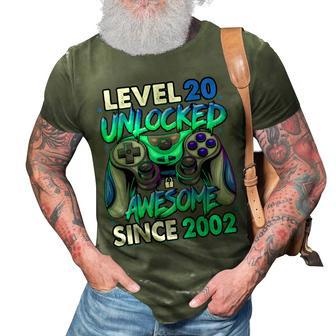 Level 20 Unlocked Awesome Since 2002 20Th Birthday Gaming V4 3D Print Casual Tshirt - Seseable