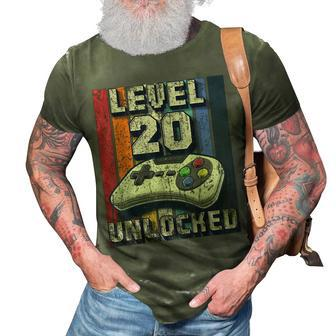 Level 20 Unlocked Video Game 20Th Birthday Gamer Boys 3D Print Casual Tshirt - Seseable