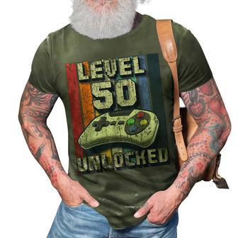 Level 50 Unlocked Video Game 50Th Birthday Gamer Boys 3D Print Casual Tshirt - Seseable