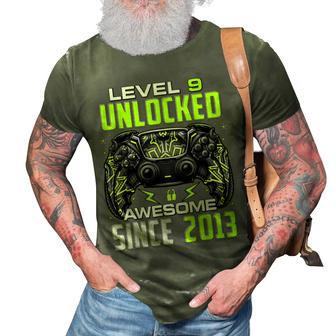 Level 9 Unlocked Awesome Since 2013 9Th Birthday Gaming V8 3D Print Casual Tshirt - Seseable