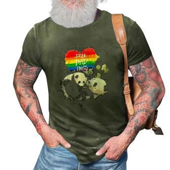 Lgbt Pride Papa Panda Bear Free Dad Hugs Fathers Day Love Raglan Baseball Tee 3D Print Casual Tshirt | Mazezy