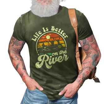 Life Is Better At The River Funny Pontoon Boat Boating Gift 3D Print Casual Tshirt
