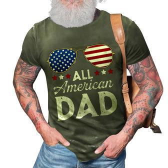 Mens All American Dad Patriotic 4Th Of July Usa Flag Sunglasses 3D Print Casual Tshirt - Seseable