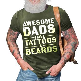 Mens Awesome Dads Have Tattoos And Beards Fathers Day V4 3D Print Casual Tshirt - Seseable