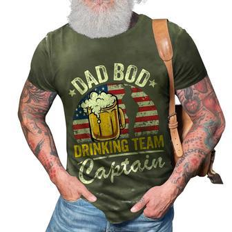 Mens Dad Bod Drinking Team Captain American Flag 4Th Of July Beer 3D Print Casual Tshirt - Seseable