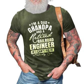 Mens Dad Grandpa And A Retired Railroad Engineer Fathers Day 3D Print Casual Tshirt | Mazezy
