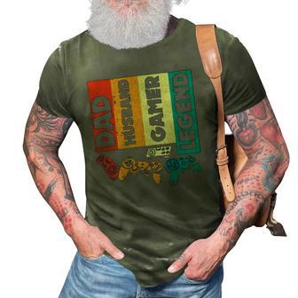 Mens Dad Husband Gamer Legend Dad Video Gamer 3D Print Casual Tshirt | Mazezy