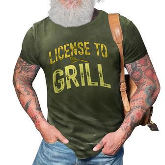 Mens Funny Dad Loves Bbq License To Grill Meat Smoking Vintage 3D Print Casual Tshirt | Mazezy