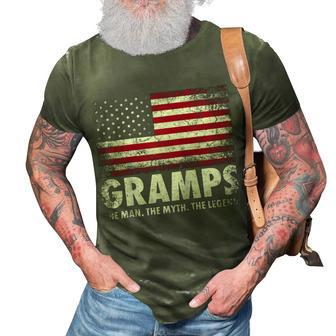 Mens Gramps The Man Myth Legend Fathers Day 4Th Of July Grandpa 3D Print Casual Tshirt - Seseable
