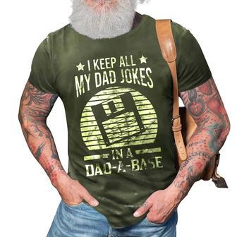 Mens I Keep All My Dad Jokes In A Dad-A-Base Vintage Dad Father 3D Print Casual Tshirt - Seseable