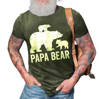 Mens Papa Bear Fathers Day Grandad Fun 2 Cub Kid Grandpa 3D Print Casual Tshirt - Seseable