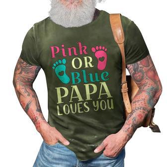 Mens Pink Or Blue Papa Loves You Cute Gender Reveal Father 3D Print Casual Tshirt | Mazezy