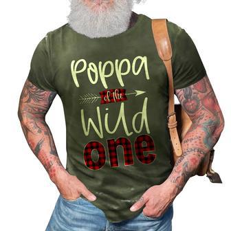 Mens Poppa Of The Wild One Buffalo Plaid Lumberjack 1St Birthday 3D Print Casual Tshirt - Seseable