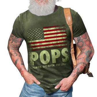 Mens Pops The Man Myth Legend Fathers Day 4Th Of July Grandpa 3D Print Casual Tshirt - Seseable