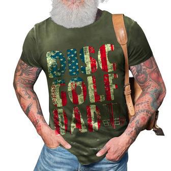 Mens Retro Disc Golf Dad American Flag 4Th Of July Fathers Day 3D Print Casual Tshirt - Seseable