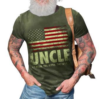 Mens Uncle The Man Myth Legend Fathers Day 4Th Of July Funny 3D Print Casual Tshirt - Seseable