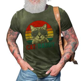 Mens Vintage Cat Daddy Best Cat Dad Ever Meowica Dad Fathers Day 3D Print Casual Tshirt | Mazezy
