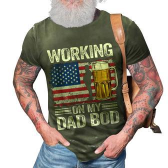 Mens Working On My Dad Bod 4Th Of July Beer American Flag Dada 3D Print Casual Tshirt - Seseable