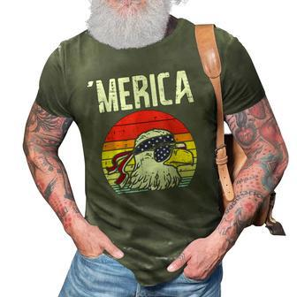 Merica Retro Eagle Bandana American Flag 4Th Of July Fourth 3D Print Casual Tshirt | Mazezy