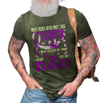 My Heroes I Wear Purple For My Dad Pancreatic Cancer 3D Print Casual Tshirt | Mazezy