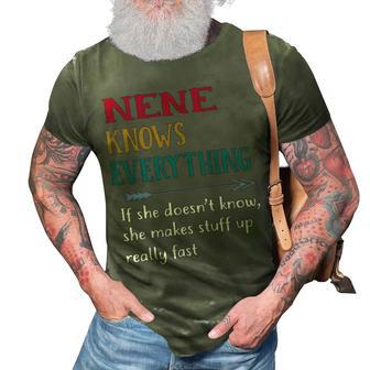 Nene Grandma Gift Nene Knows Everything 3D Print Casual Tshirt - Seseable