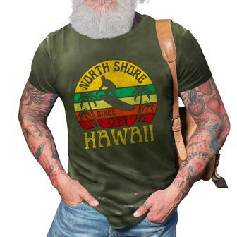 North Shore Beach Hawaii Surfing Surfer Ocean Vintage 3D Print Casual Tshirt | Mazezy