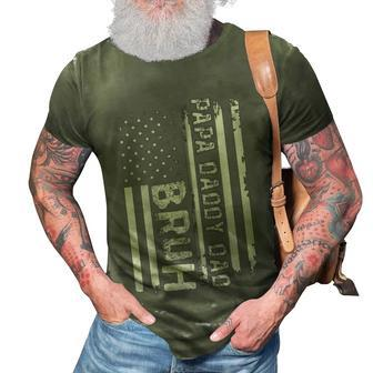Papa Daddy Dad Bruh Fathers Day 4Th Of July Usa Flag Gift Zip 3D Print Casual Tshirt - Seseable