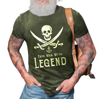 Papa Man Myth Legend Vintage Pirate Skull Sword Fathers Day 3D Print Casual Tshirt | Mazezy