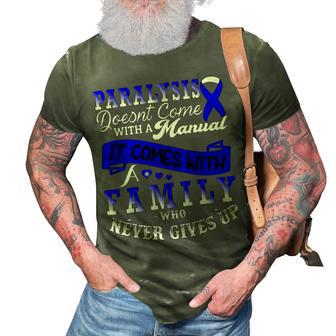 Paralysis Doesnt Come With A Manual It Comes With A Family Who Never Gives Up Blue Ribbon Paralysis Paralysis Awareness 3D Print Casual Tshirt - Monsterry DE