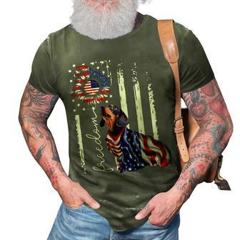 Patriotic 4Th Of July Weiner Dachshund Dog Freedom 3D Print Casual Tshirt - Seseable
