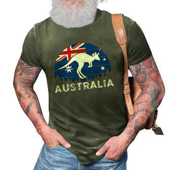 Patriotic Australian Hopping Kangaroo Australia Flag 3D Print Casual Tshirt | Mazezy