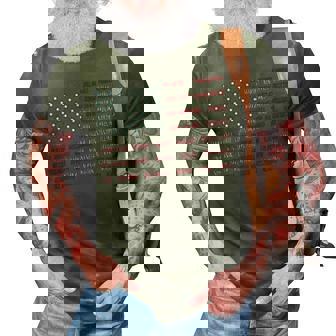 Patriotic July 4Th Usa American Flag All 50 State Names 3D Print Casual Tshirt - Seseable