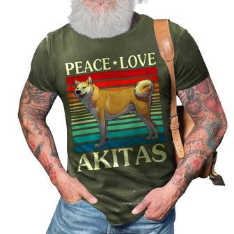 Peace Love And Akitas Dogs Happy Day To Dog Mother Father T-Shirt 3D Print Casual Tshirt - Seseable