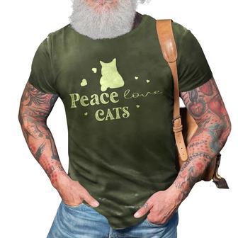 Peace Love Cats Animal Lover Cat Lover 3D Print Casual Tshirt - Monsterry