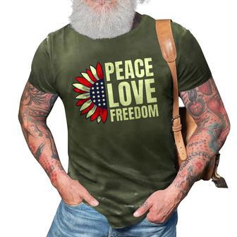 Peace Love Freedom America Usa Flag Sunflower 3D Print Casual Tshirt | Mazezy
