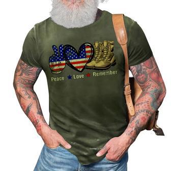 Peace Love Remember Combat Boots Usa Flag Veteran Day T-Shirt 3D Print Casual Tshirt - Monsterry