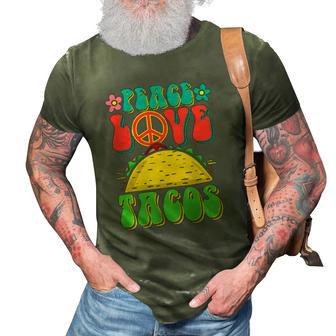 Peace Love Tacos Groovy Gift For Retro Hippie 3D Print Casual Tshirt | Mazezy