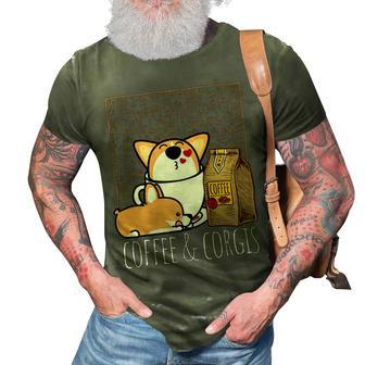 Pembroke Welsh Corgi Dog Coffee Lover Caffeine Corgi Mom Dad 3D Print Casual Tshirt - Monsterry CA