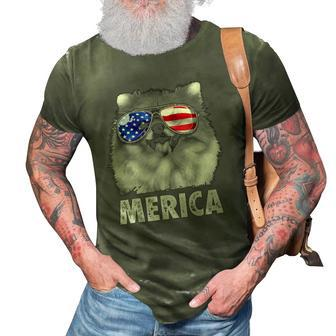 Pomeranian 4Th Of July Merica Men American Flag Pom Dog 3D Print Casual Tshirt | Mazezy