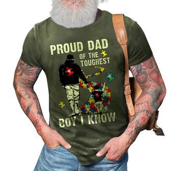 Proud Dad Of The Toughest Boy I Know Autism 3D Print Casual Tshirt - Monsterry