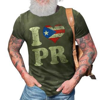 Puerto Rico Flag Love Heart Vintage Faded Men Women Kids 3D Print Casual Tshirt | Mazezy