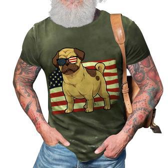 Pug Dad & Mom American Flag 4Th Of July Usa Funny Pug Lover 3D Print Casual Tshirt - Seseable