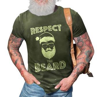 Respect The Beard Christmas Hipster Santa Funny Xmas 3D Print Casual Tshirt - Monsterry