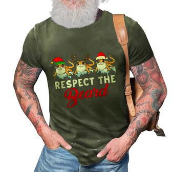 Respect The Beard Christmas Light Santa Bearded Dragon Beard 3D Print Casual Tshirt - Monsterry